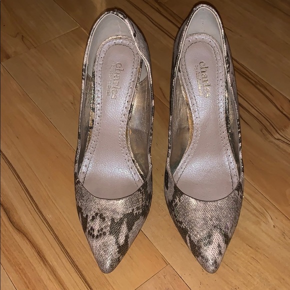 Charles David Shoes - Charles David Gold/Rose Gold Snakeskin Pumps